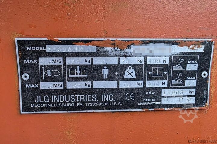 Articulated boom lift JLG 1250AJP Diesel, 4x4x4 Drive, 40.1m Working Height,