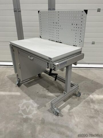 ESD electrostatically protected workbench, height-adjustable work table, electric workbench, work ta HANDKE Industrie Technik