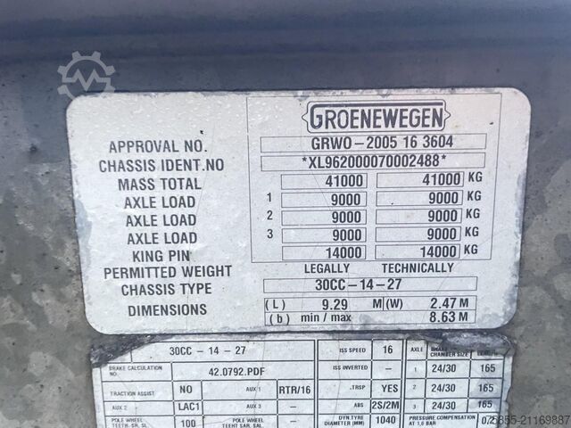 Containertransport Groenewegen 30CC-14-27 20/30 FT Tank / ADR / NL Trailer