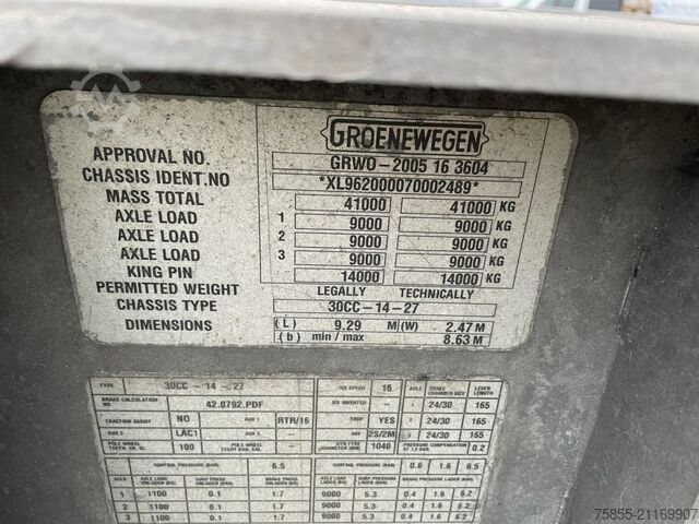 Containertransport Groenewegen 30CC-14-27 20/30 FT Tank / ADR / Lift-Axle / NL...