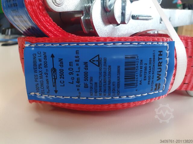 Ratchet tie-down strap Wurth Pas mocujący z grzechotką Wurth ERGO 50mm L9M 5T CARGOLINE