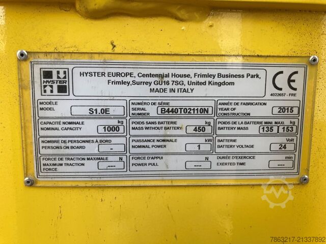 High Lift stacker Hyster S 1.0E