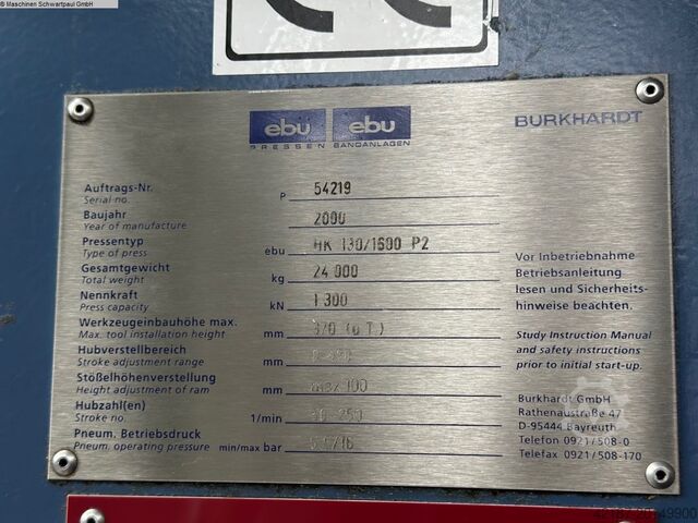 Automatic Punching Press - Double Column EBU HK130-1600P2