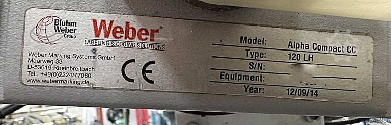 Labelling Machine Weber Alpha Compact CC 120 LH