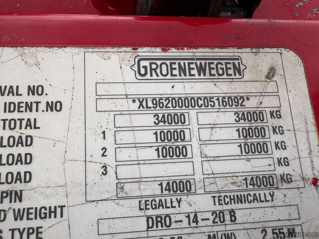 Curtain sided Groenewegen DRO-14-20 B 2-Axle Tautiner / BPW Axles / Steer...