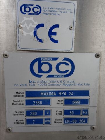 24er Druckfüller Sekt und Wein BC bottling canning MAXIMA RPA 24