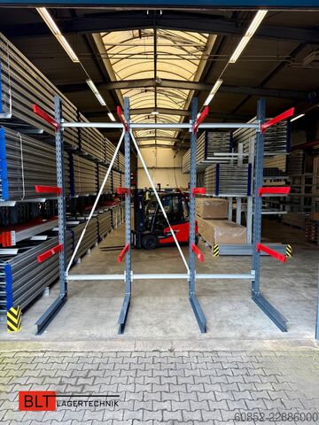 Cantilever racking, heavy-duty racking for long goods ca. 4 lfm. Kragarmregal H: 400cm ,Fuß +3 650 kg Belastung pro Arm , Langgutregal