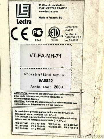 Fabric cutting machine Lectra 29 C – Lectra Vectorfashion VT-FA-MH-71