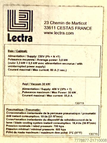 Fabric cutting machine Lectra 29 C – Lectra Vectorfashion VT-FA-MH-71