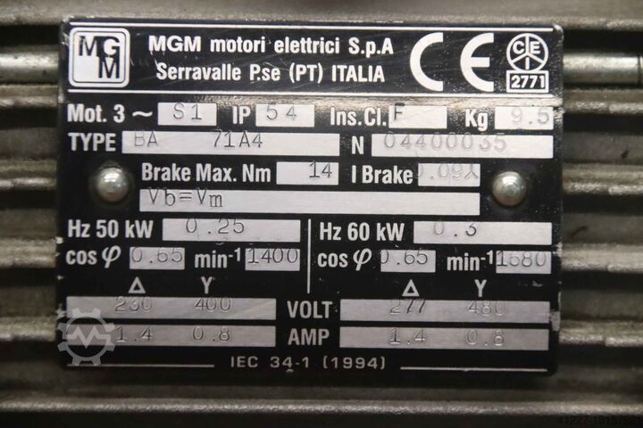 Gear motor 0.25 kW 120 rpm MGM BA 71A4