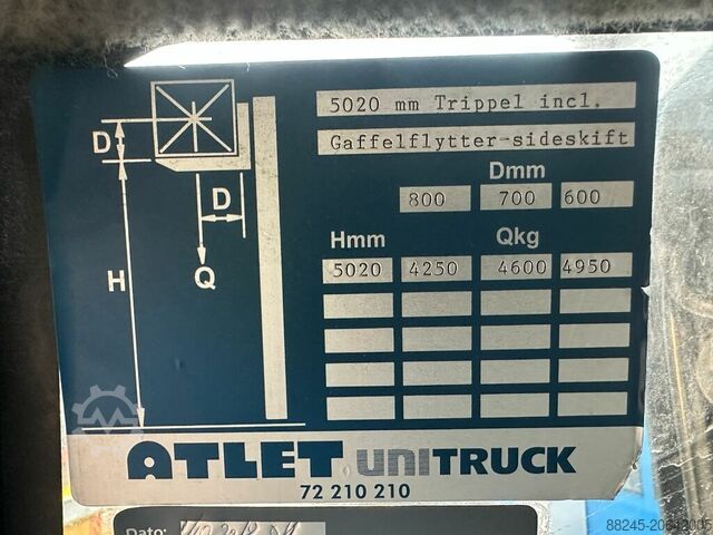 VS-22526 LPG triplex 5-ton forklift Mitsubishi FG50K with 2 fork positioner MITSUBISHI FG50K 2