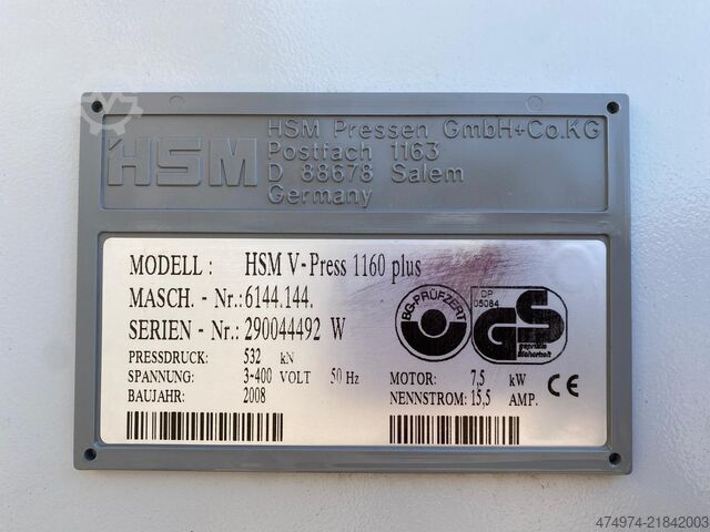 Baler, waste compactor, cardboard baler, press HSM V-Press 1160 Plus