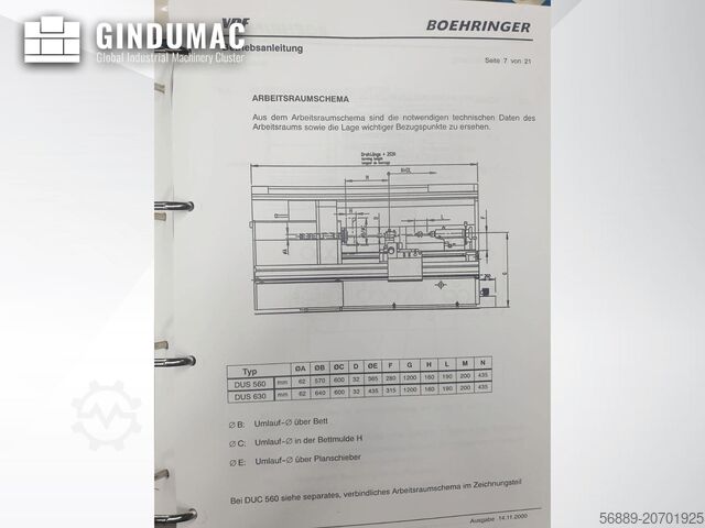 Horizontal Turning Machine BOEHRINGER VDF DUS 560 ti