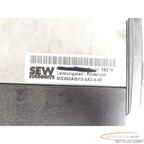 Component SEW-EURODRIVE Eurodrive MDX60A0015-5A3-4-00 + MDS60A0015-5A3-4-00 generalüberholt mit 12 Monaten Gewährleistung