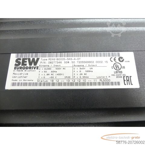 Component SEW-EURODRIVE MOVIDRIVE  MDX61B0005-5A3-4-0T SN50.7205569902.0002.15 --