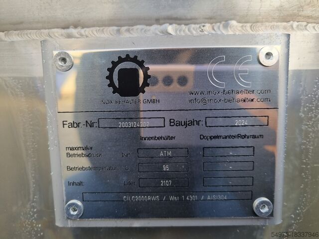 Rührwerksbehälter mit Balkenrühwerk Tank Inox Behälter GmbH CILC2000RWS