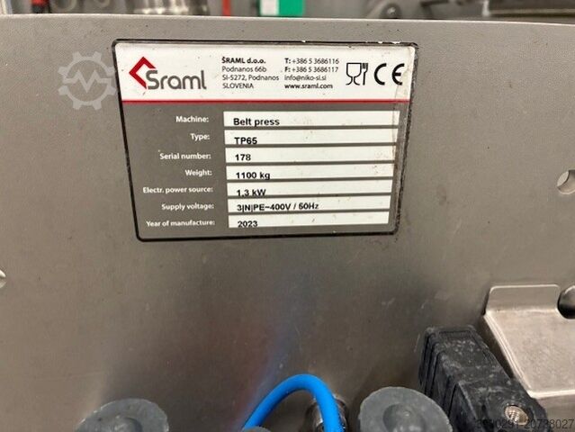 BELT PRESS FOR FRUIT JUICES AND EXTRACTS SRAML Belt Press Type TP 65