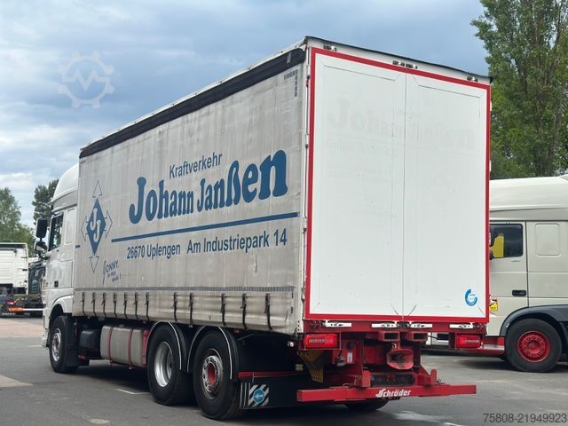 Flatbed truck with tarp DAF XF460 6x2 Plane Retarder Stapler Lenk Edscha
