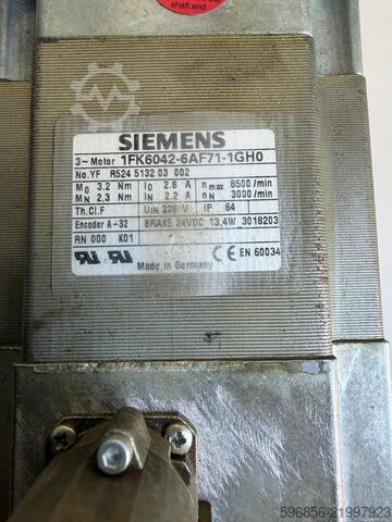 Siemens 1FK6042-6AF71-1GH0 Servo motor 3~ Motor 3.2 Nm 8500 rpm Siemens 1FK6042-6AF71-1GH0 Serwomotor 3~ Motor 3,2Nm 8500rpm Siemens 1FK6042-6AF71-1GH0 Serwomotor 3~ Motor 3,2Nm 8500rpm
