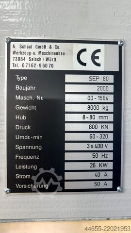 Automatic Stamping Press SCHAAL SEP 80