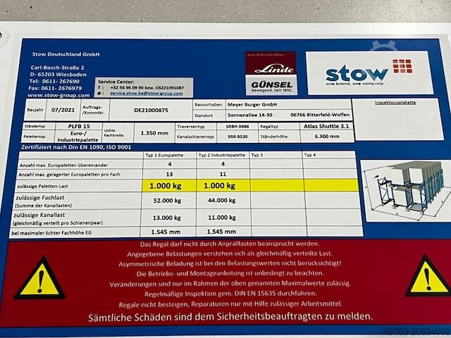 Hochregallager Stow Atlas Shuttle 3.1