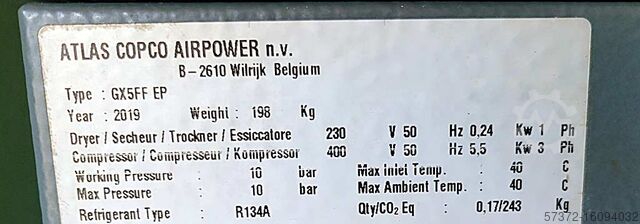 Schraubenkompressor Atlas Copco GX5FF EP