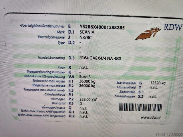 Scania T164-480 V8 T164 GA8x4/4 NA 480 Scania T164-480 V8 T164 GA8x4/4 NA 480