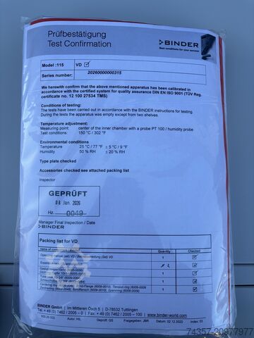 Binder VD 115 vacuum drying oven Binder VD 115