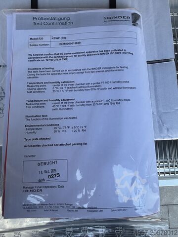 Binder KBWF 720 climate chamber Binder KBWF 720