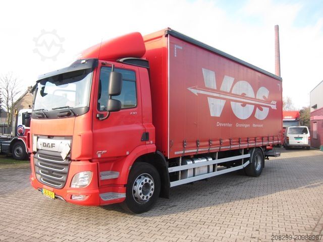 Flatbed truck with tarp DAF CF 230 19T Schiebeplane LBW Portalturen