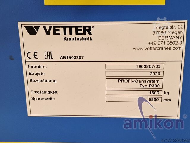 Zweischienenportal Elektrokettenzug Vetter P300 Portalkran 1,6t Krananlage