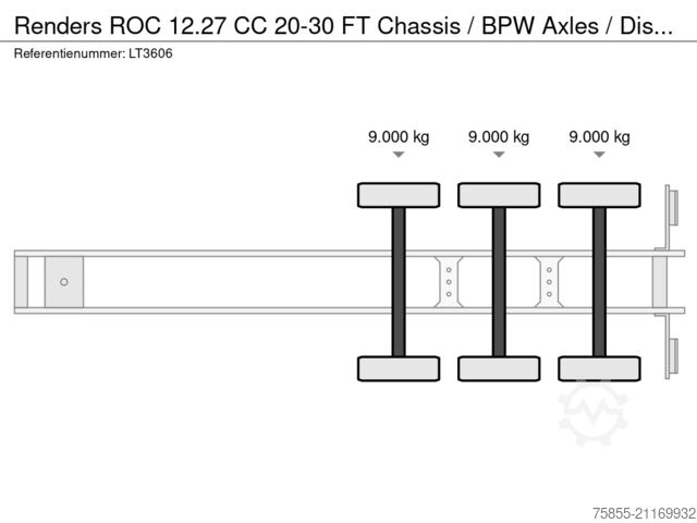 Containertransport Renders ROC 12.27 CC 20-30 FT Chassis / BPW Axles / Dis...