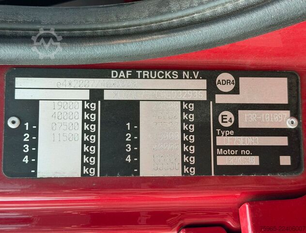 Box truck DAF CF 75.310 EURO 5 FT BURGERS BOX TAIL LIFT AIRCO