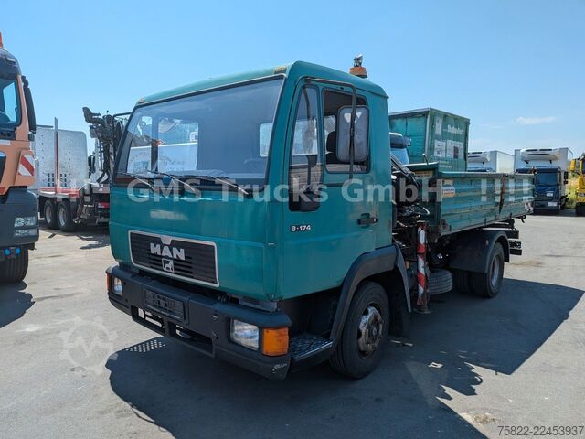 Kipper LKW MAN 8-174 / Hiab 045 Kran / Kipper Meiler