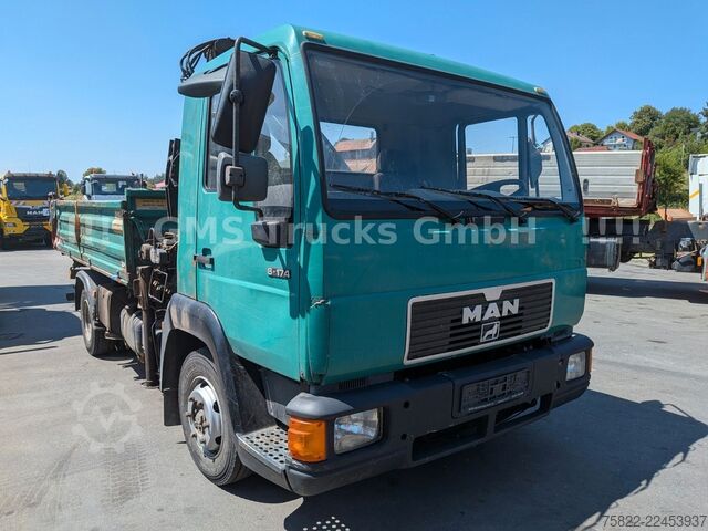 Kipper LKW MAN 8-174 / Hiab 045 Kran / Kipper Meiler