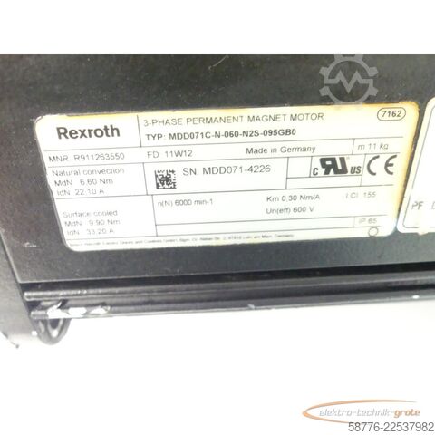 Control unit Rexroth MDD071C-N-060-N2S-095GB0 Permanet Magnet Motor ohne Drehgeber SN 4226