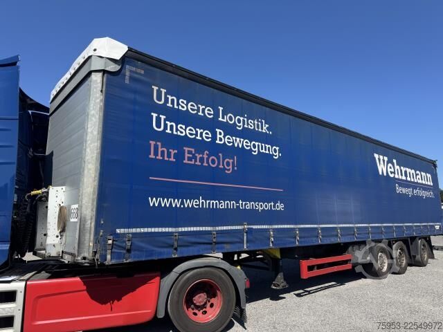 Auflieger mit Pritsche & Plane Schmitz Cargobull SCS 24 Varios Hubdach Staplerhalterung Lenkachse