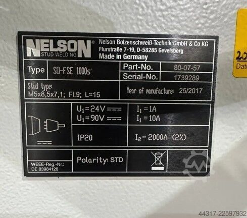 Stud welder Nelson Bolzenschweiß-Technik GmbH & Co. SD-FSE 1000S