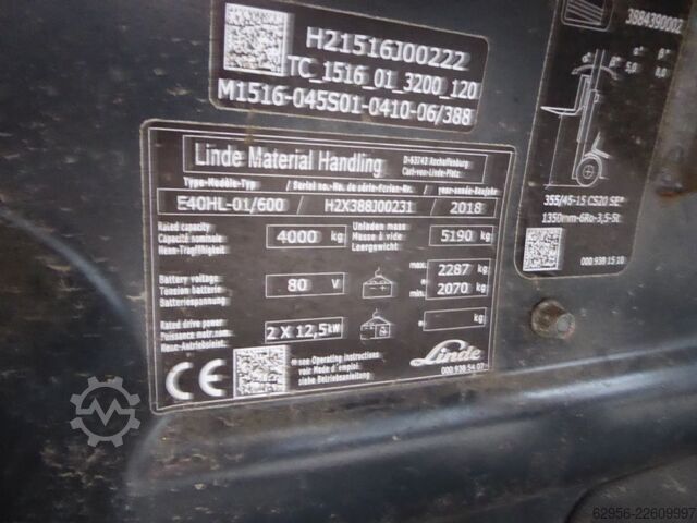 Elektro 4 Rad-Stapler Linde E40H-01/600