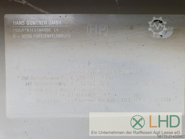 Wärmeaustauscher / Tischkühler Hans Güntner GmbH Typ S-GFH 066A/2x6L