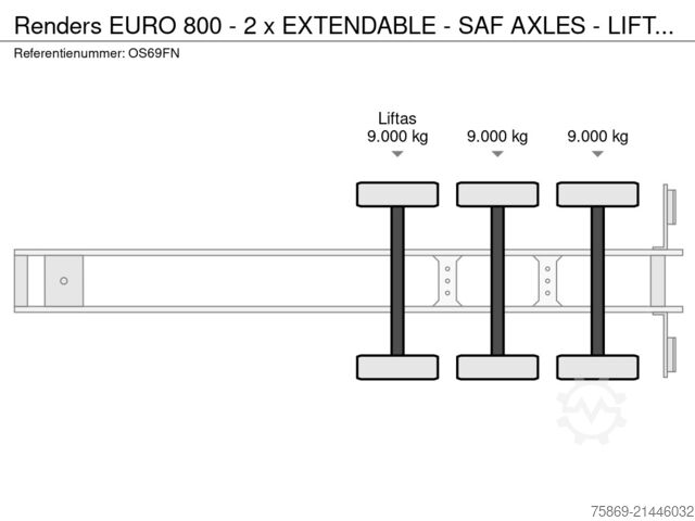 Container transportation Renders EURO 800 - 2 x EXTENDABLE - SAF AXLES - LIFT AX...