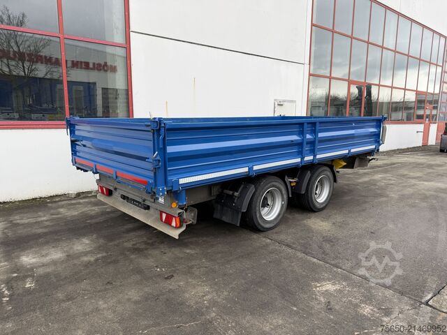 Dreiseitenkipper Anhänger  18 k  18 t Tandemkipper- Tieflader, BreitbereiftWenig Benutzt