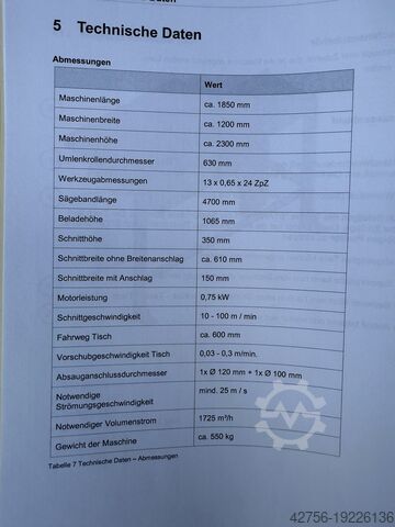 Bandsäge, Vertikalsäge, Präzisionssäge HEMA UH 630/L