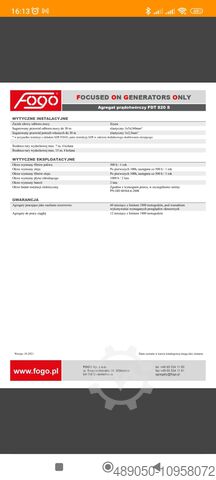 Stromaggregat Fogo FDT 820 S Fogo FDT 820 S