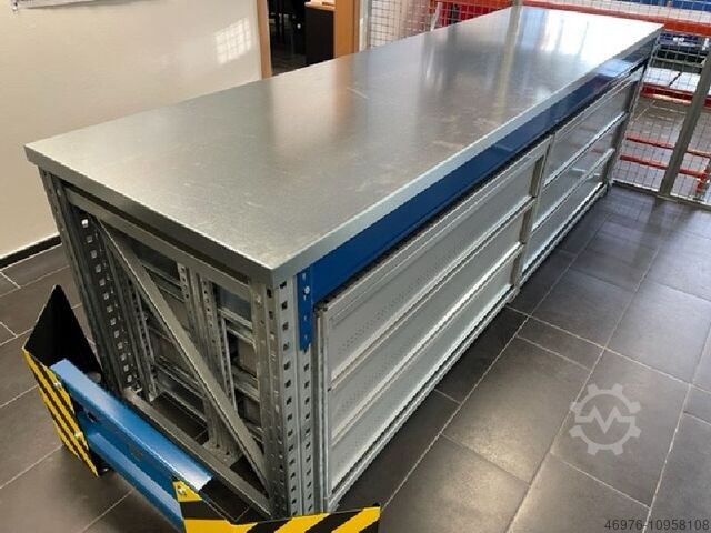 Werkbank Werkbanktisch Fachbodenregal SSI Schäfer PR600 /2.900 x 800 x 940 mm/ inkl. Fachbodenregal SSI Schäfer R 3000