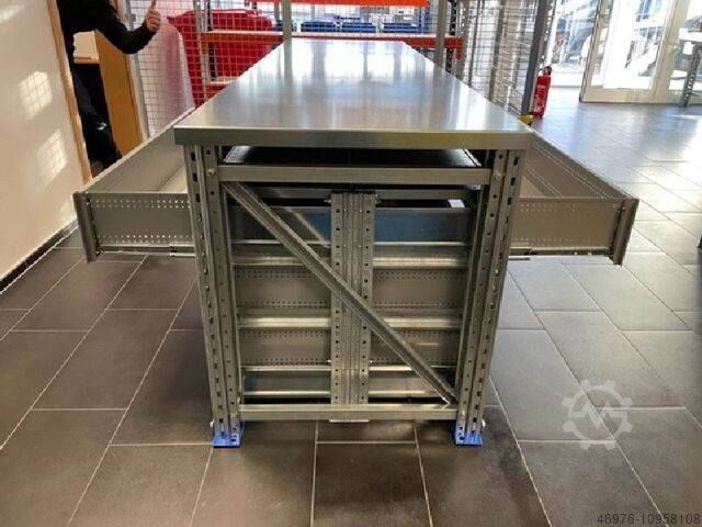 Werkbank Werkbanktisch Fachbodenregal SSI Schäfer PR600 /2.900 x 800 x 940 mm/ inkl. Fachbodenregal SSI Schäfer R 3000