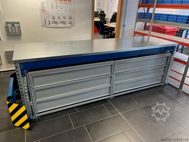 Werkbank Werkbanktisch Fachbodenregal SSI Schäfer PR600 /2.900 x 800 x 940 mm/ inkl. Fachbodenregal SSI Schäfer R 3000