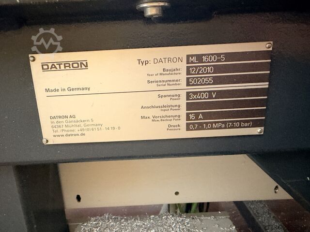 DATRON ML 1600-5 CNC Machining System DATRON ML 1600-5