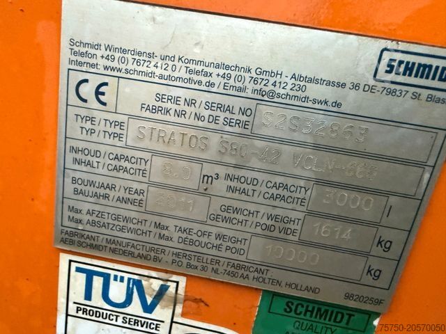 Abrollkipper SCHMIDT Edelstahl Salzstreuer S80-42 8 cbm Winterdienst