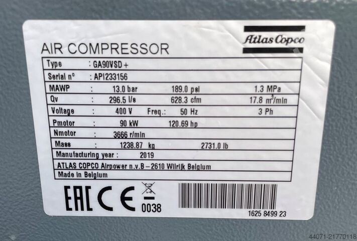 Screw compressor GA90VSD+ Atlas Copco GA90VSD+